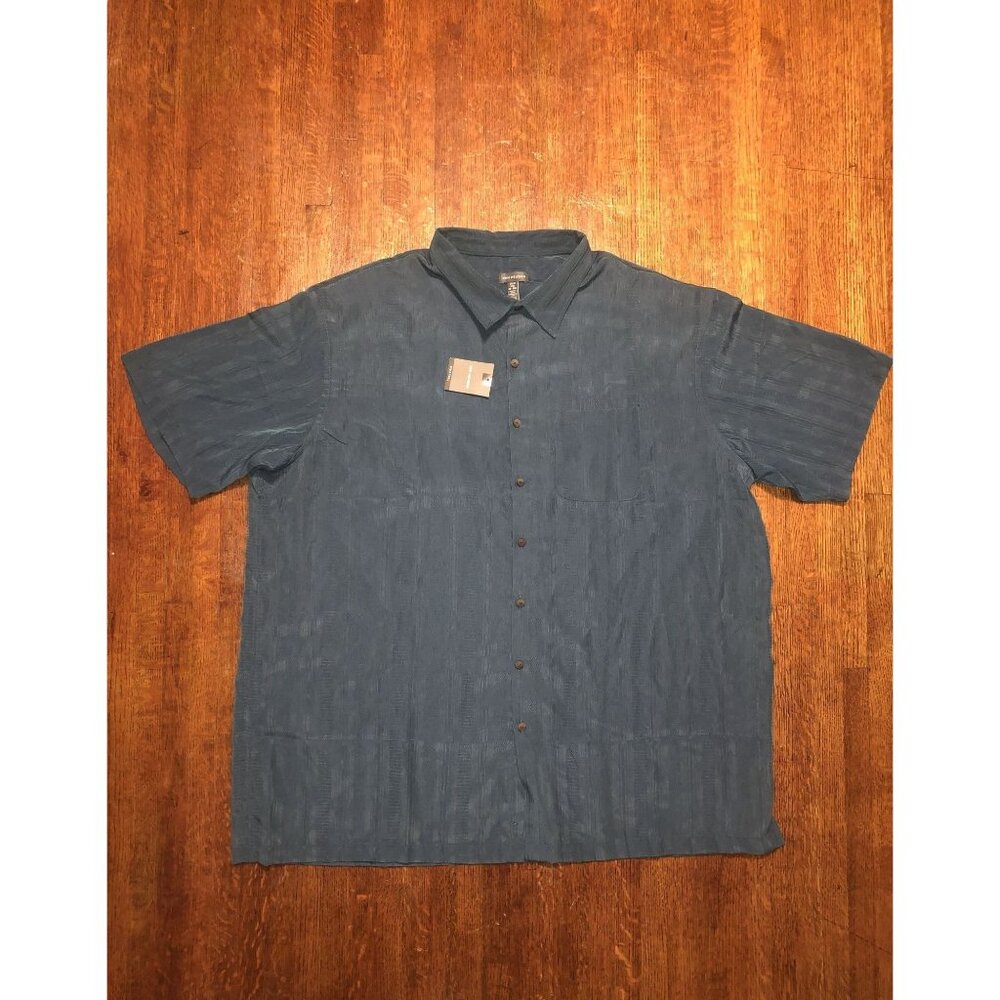 Van Heusen Men's 3XLT Big & Tall Textured Short Sleeve Shirt - Blue/Green